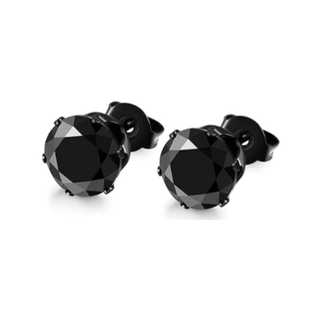 Black Cz Stud Earrings